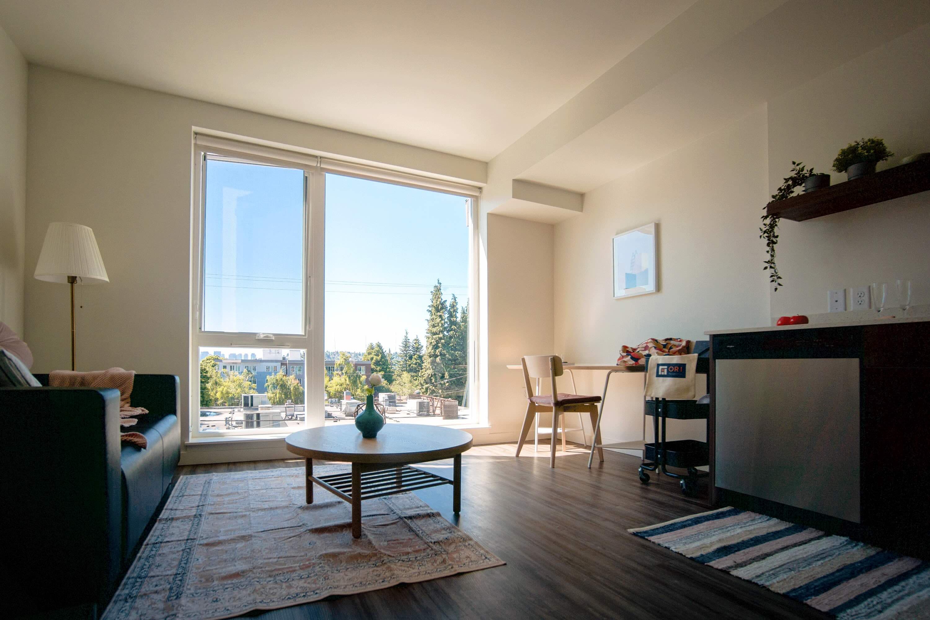 Modern apartment interior with natural light
